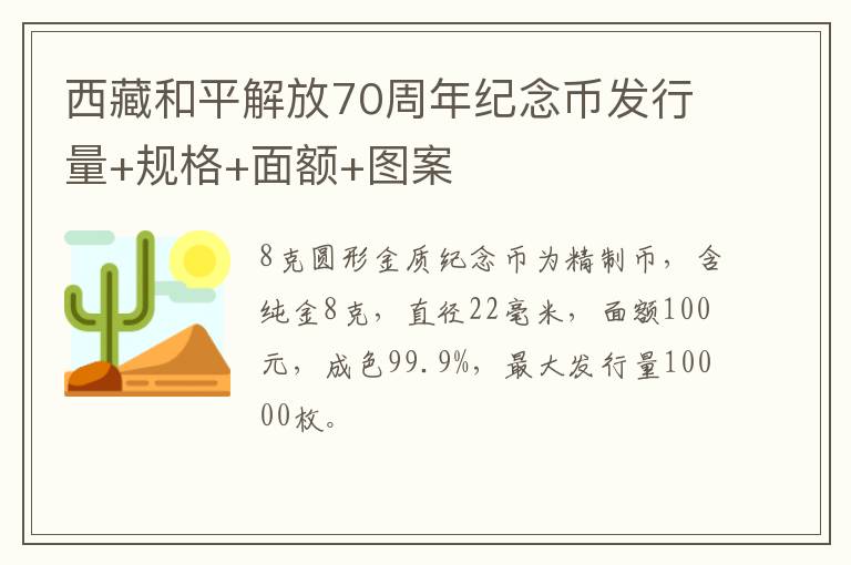 西藏和平解放70周年纪念币发行量+规格+面额+图案