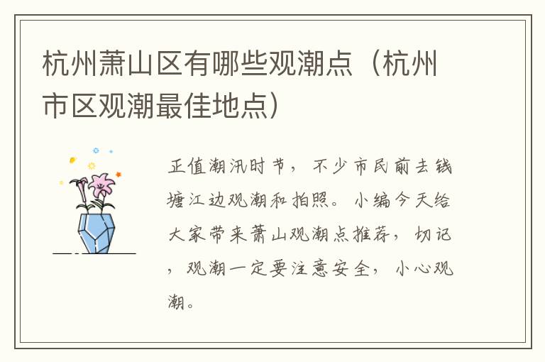 杭州萧山区有哪些观潮点（杭州市区观潮最佳地点）