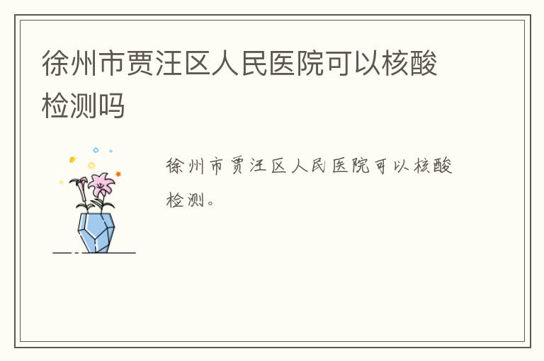 徐州市贾汪区人民医院可以核酸检测吗