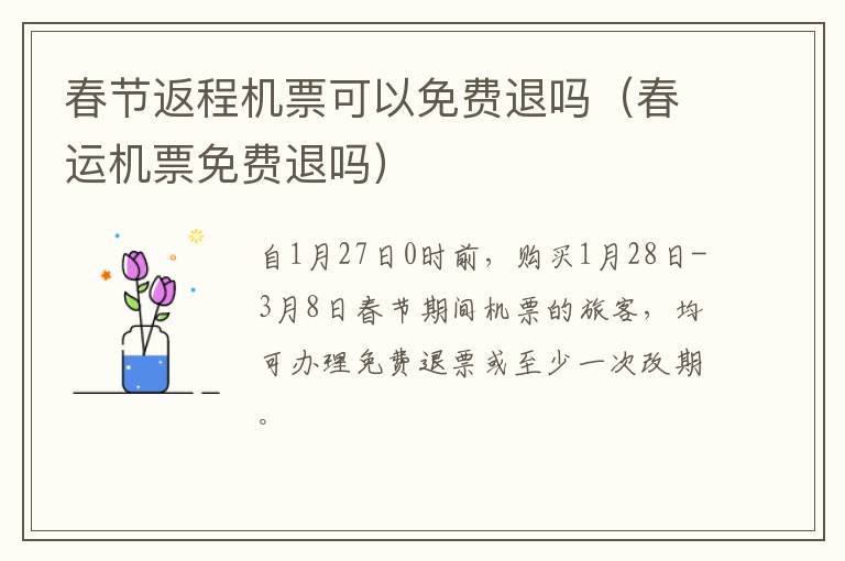 春节返程机票可以免费退吗（春运机票免费退吗）