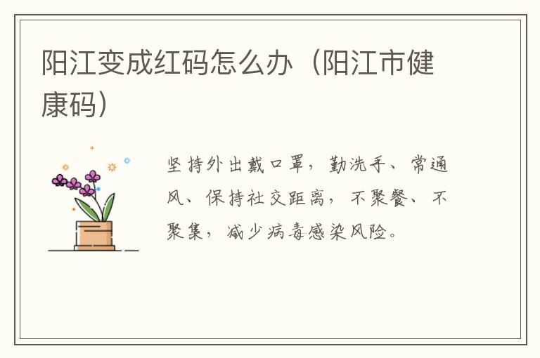 阳江变成红码怎么办（阳江市健康码）