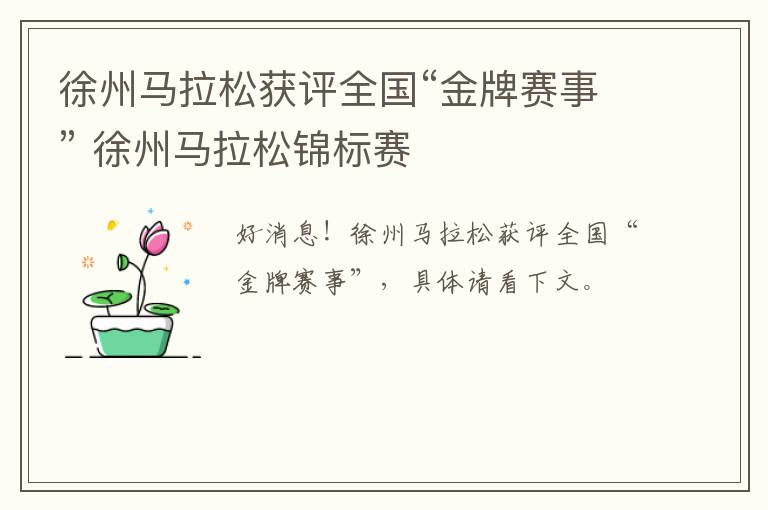 徐州马拉松获评全国“金牌赛事” 徐州马拉松锦标赛