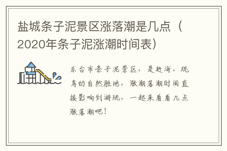 盐城条子泥景区涨落潮是几点（2020年条子泥涨潮时间表）
