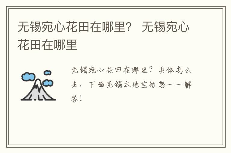 无锡宛心花田在哪里？ 无锡宛心花田在哪里