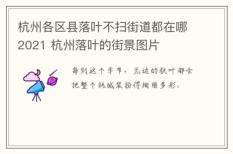 杭州各区县落叶不扫街道都在哪2021 杭州落叶的街景图片