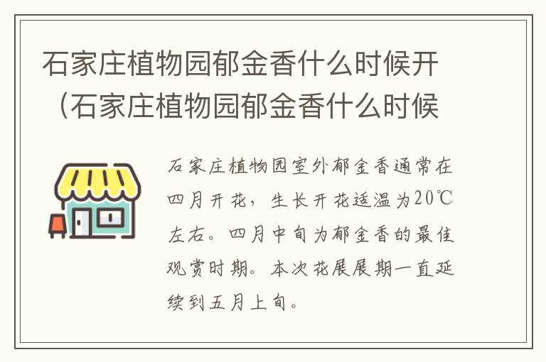 石家庄植物园郁金香什么时候开（石家庄植物园郁金香什么时候开园）