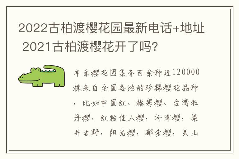 2022古柏渡樱花园最新电话+地址 2021古柏渡樱花开了吗?