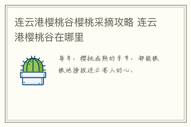 连云港樱桃谷樱桃采摘攻略 连云港樱桃谷在哪里