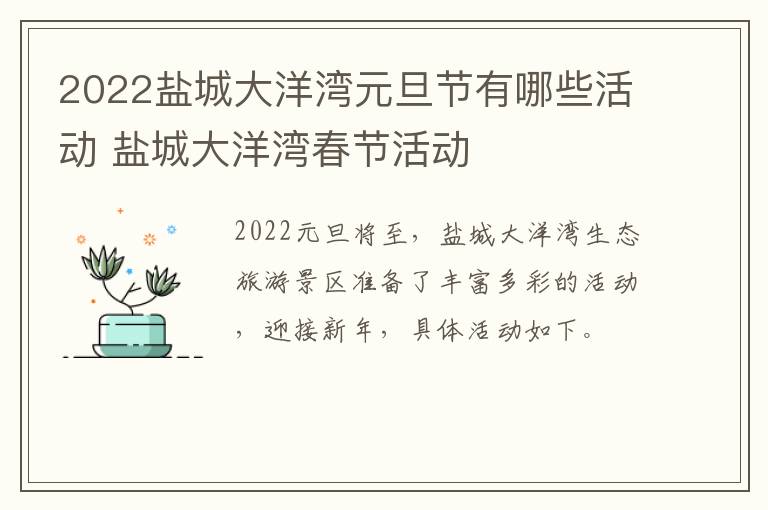 2022盐城大洋湾元旦节有哪些活动 盐城大洋湾春节活动