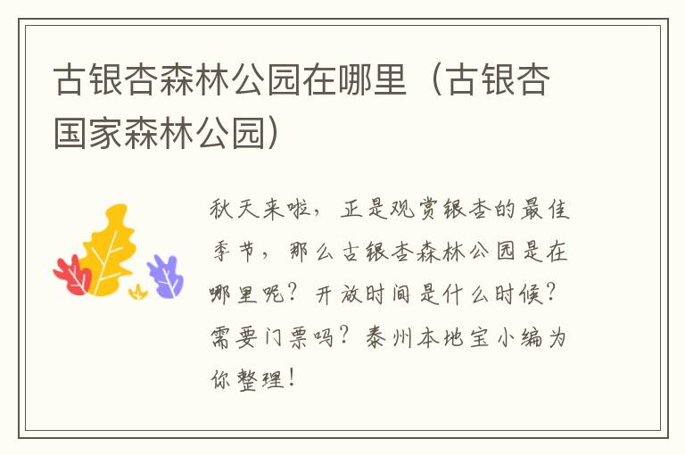 古银杏森林公园在哪里（古银杏国家森林公园）