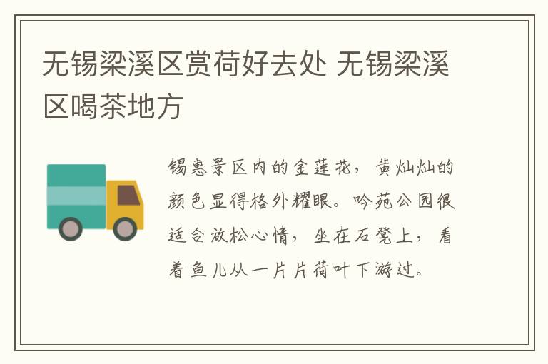 无锡梁溪区赏荷好去处 无锡梁溪区喝茶地方