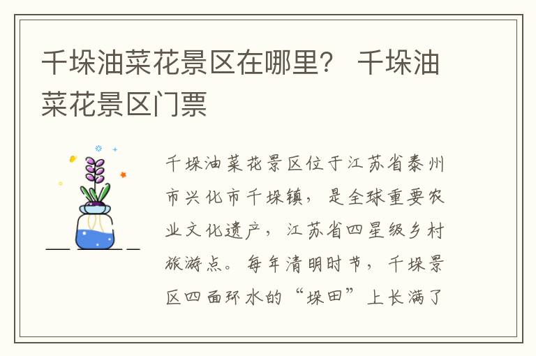 千垛油菜花景区在哪里？ 千垛油菜花景区门票