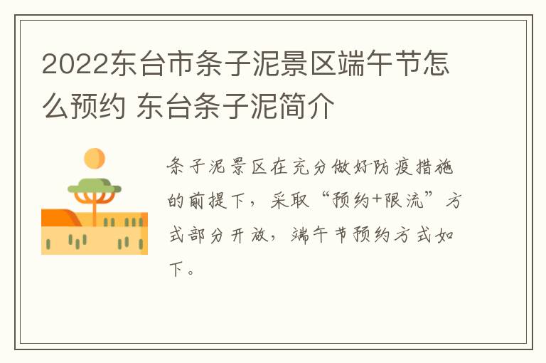 2022东台市条子泥景区端午节怎么预约 东台条子泥简介