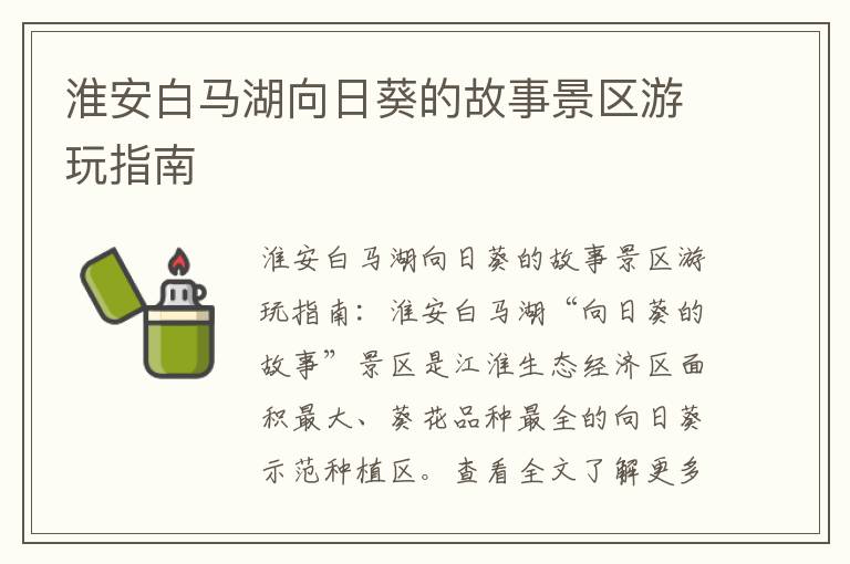 淮安白马湖向日葵的故事景区游玩指南
