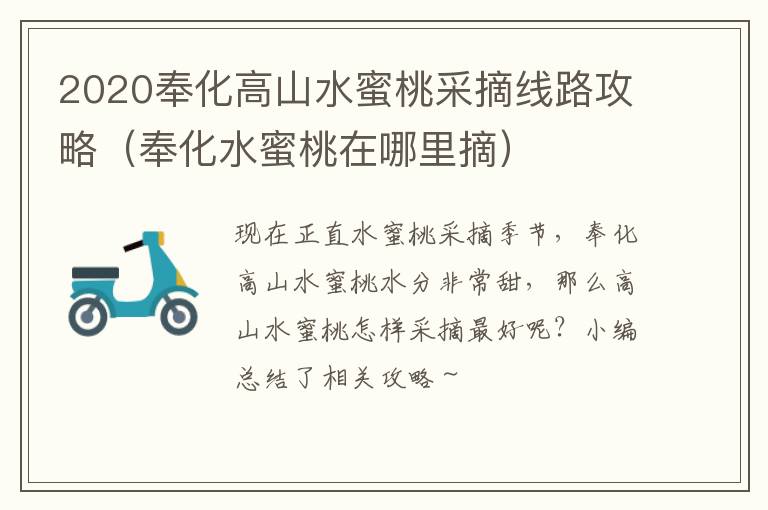 2020奉化高山水蜜桃采摘线路攻略（奉化水蜜桃在哪里摘）