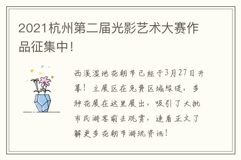 2021杭州第二届光影艺术大赛作品征集中！