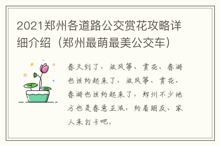 2021郑州各道路公交赏花攻略详细介绍（郑州最萌最美公交车）