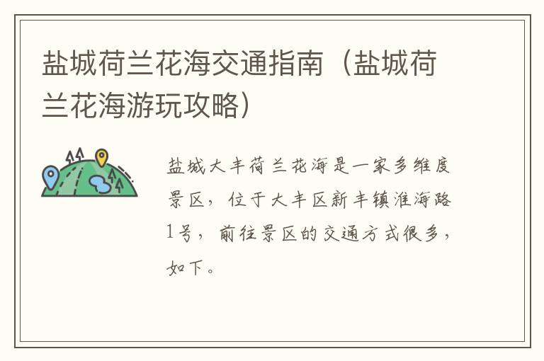 盐城荷兰花海交通指南（盐城荷兰花海游玩攻略）