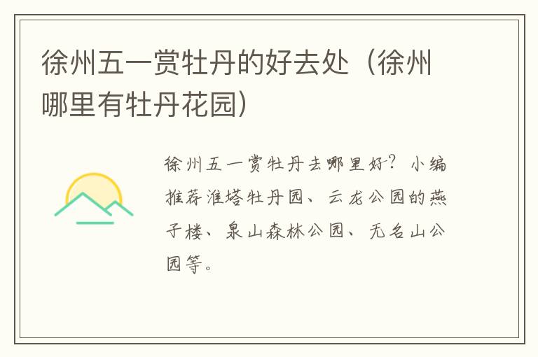 徐州五一赏牡丹的好去处（徐州哪里有牡丹花园）