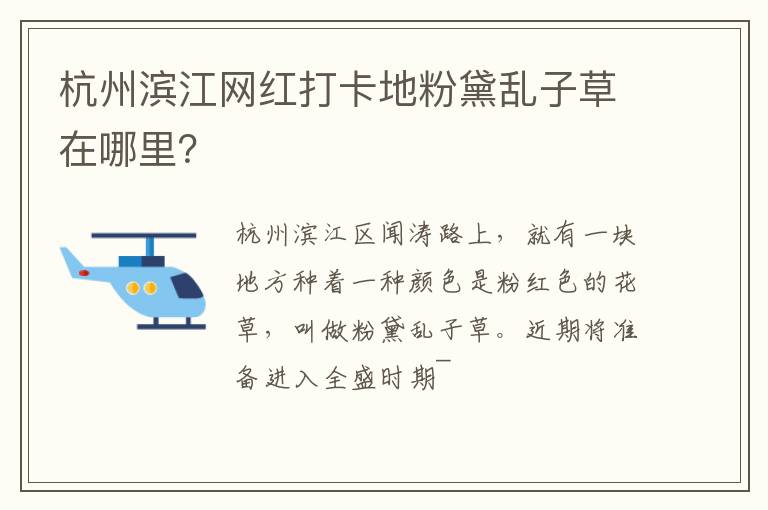 杭州滨江网红打卡地粉黛乱子草在哪里？