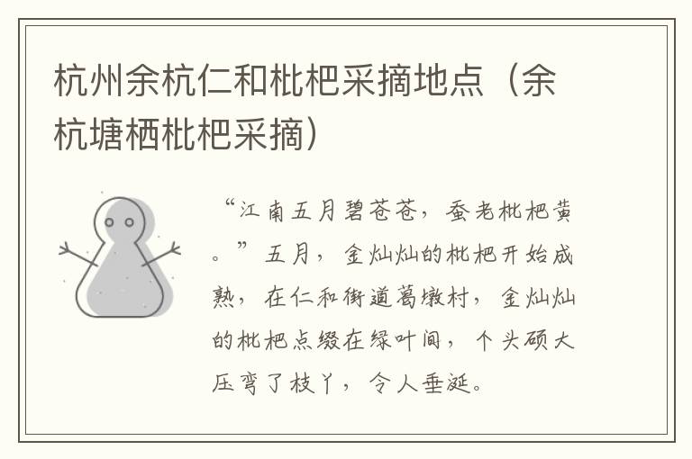 杭州余杭仁和枇杷采摘地点（余杭塘栖枇杷采摘）