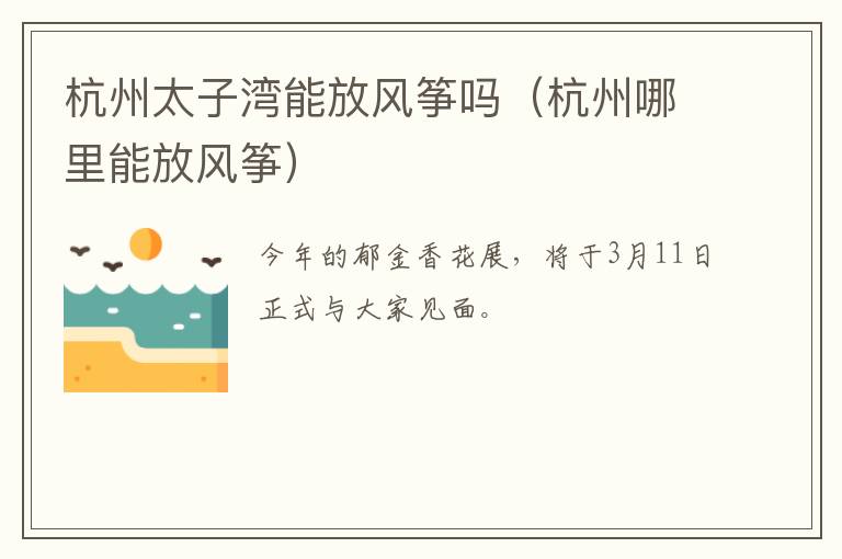 杭州太子湾能放风筝吗（杭州哪里能放风筝）