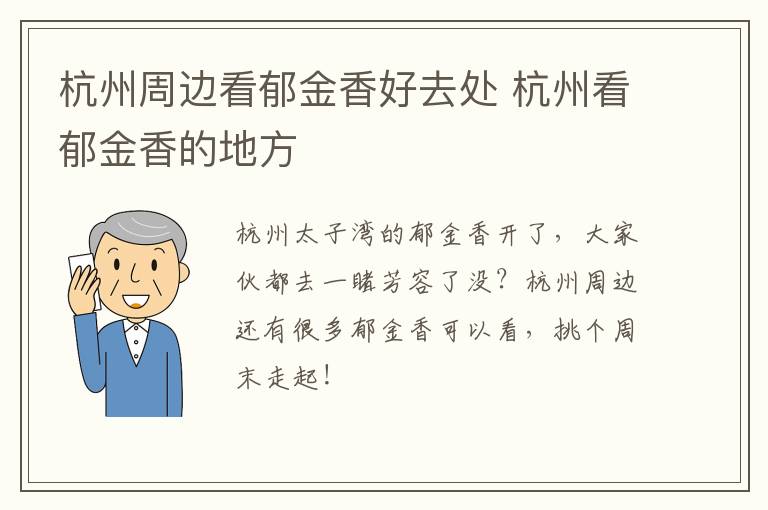 杭州周边看郁金香好去处 杭州看郁金香的地方