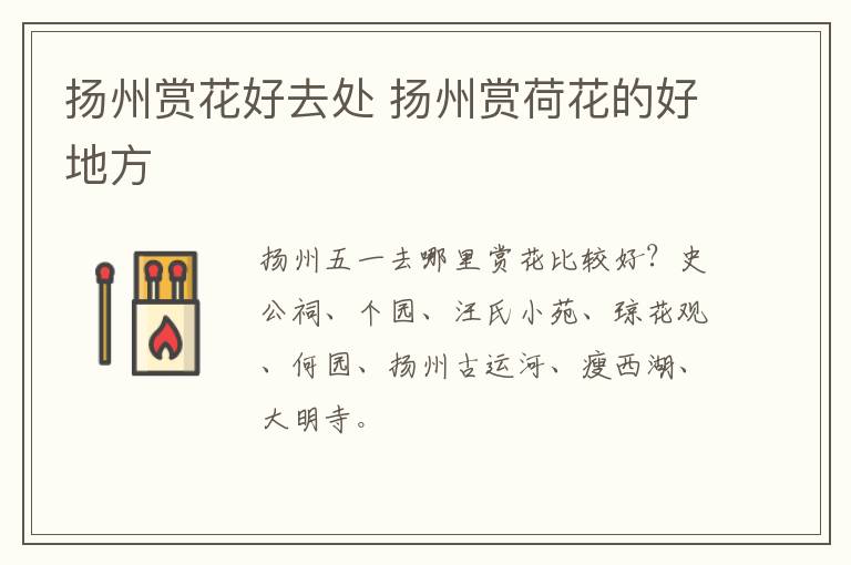 扬州赏花好去处 扬州赏荷花的好地方