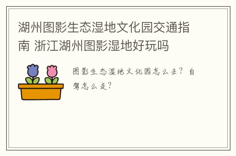 湖州图影生态湿地文化园交通指南 浙江湖州图影湿地好玩吗