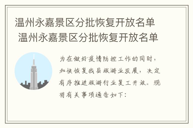 温州永嘉景区分批恢复开放名单 温州永嘉景区分批恢复开放名单最新