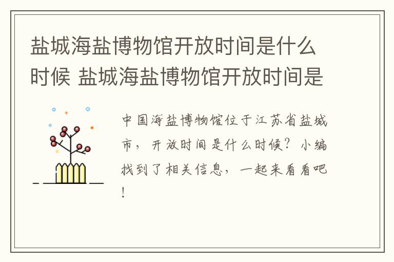 盐城海盐博物馆开放时间是什么时候 盐城海盐博物馆开放时间是什么时候啊