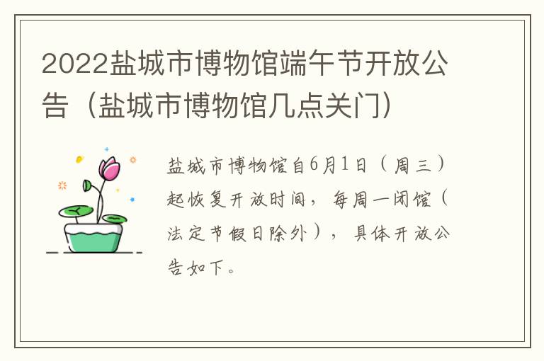 2022盐城市博物馆端午节开放公告（盐城市博物馆几点关门）